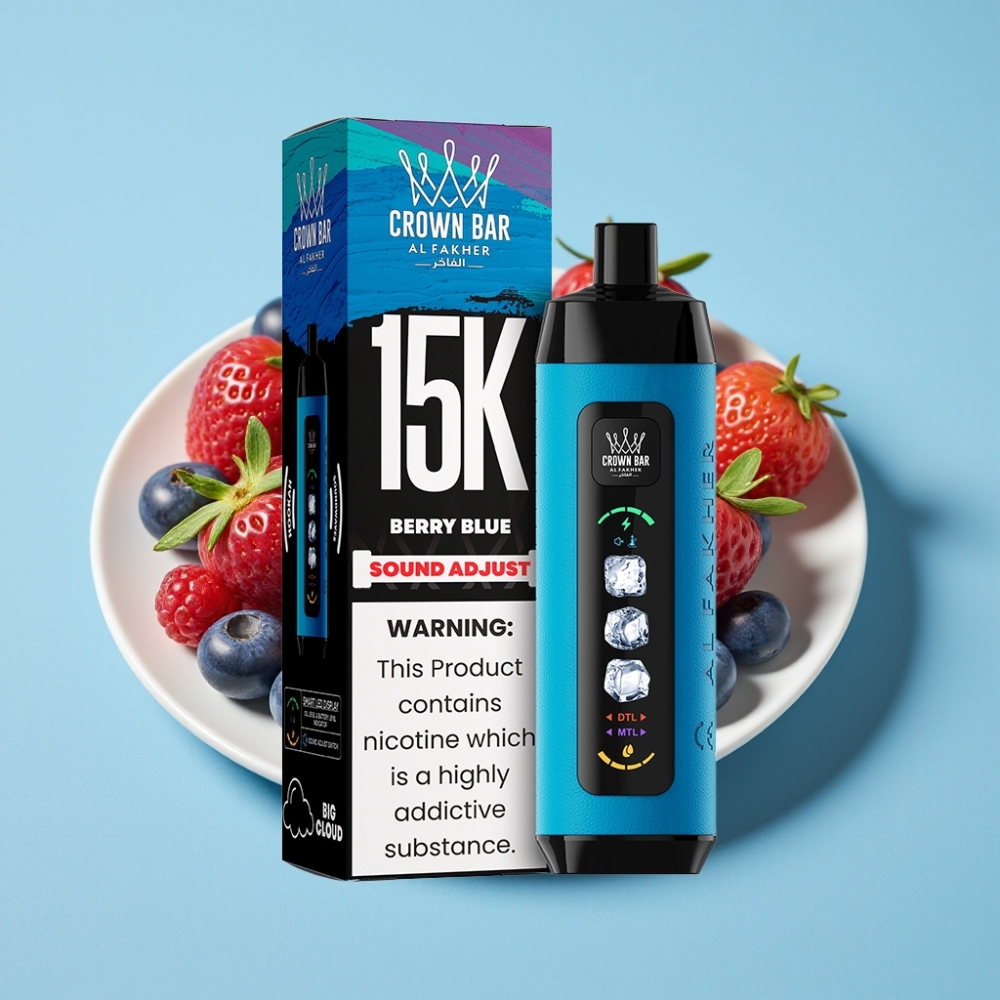 Al Fakher 15k Ice Adjust Clouds 15000 Puffs LED Display Mesh Coil Berry Blue