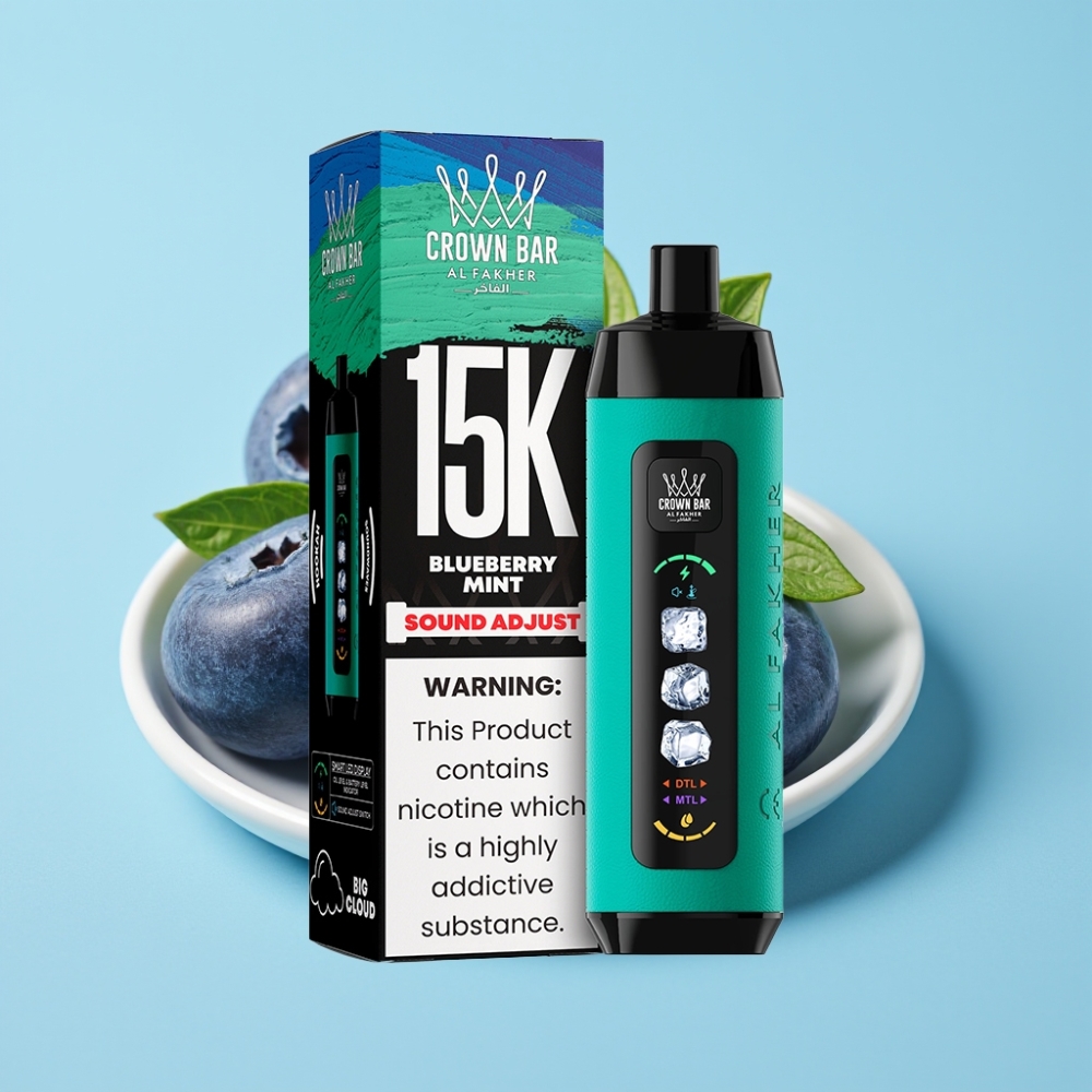Al Fakher 15k Ice Adjust Clouds 15000 Puffs LED Display Mesh Coil Blueberry Mint