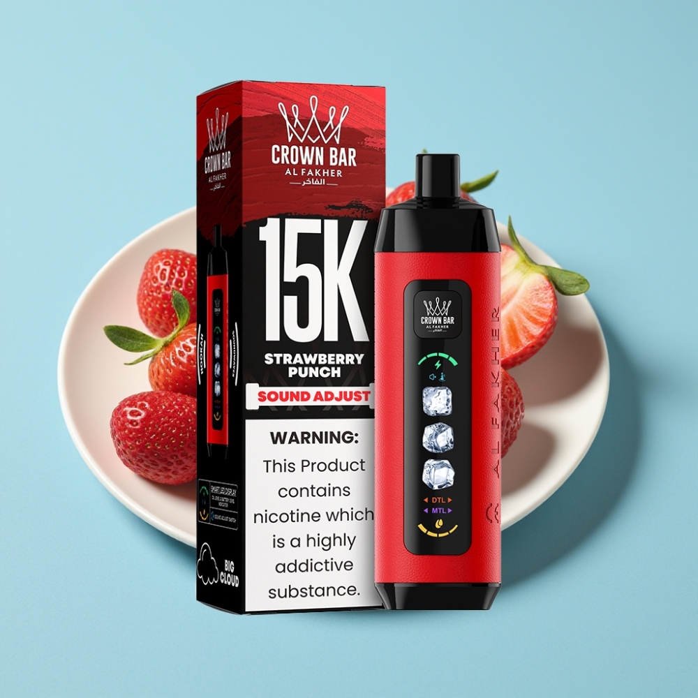 Al Fakher 15k Ice Adjust Clouds 15000 Puffs LED Display Mesh Coil Strawberry Punch