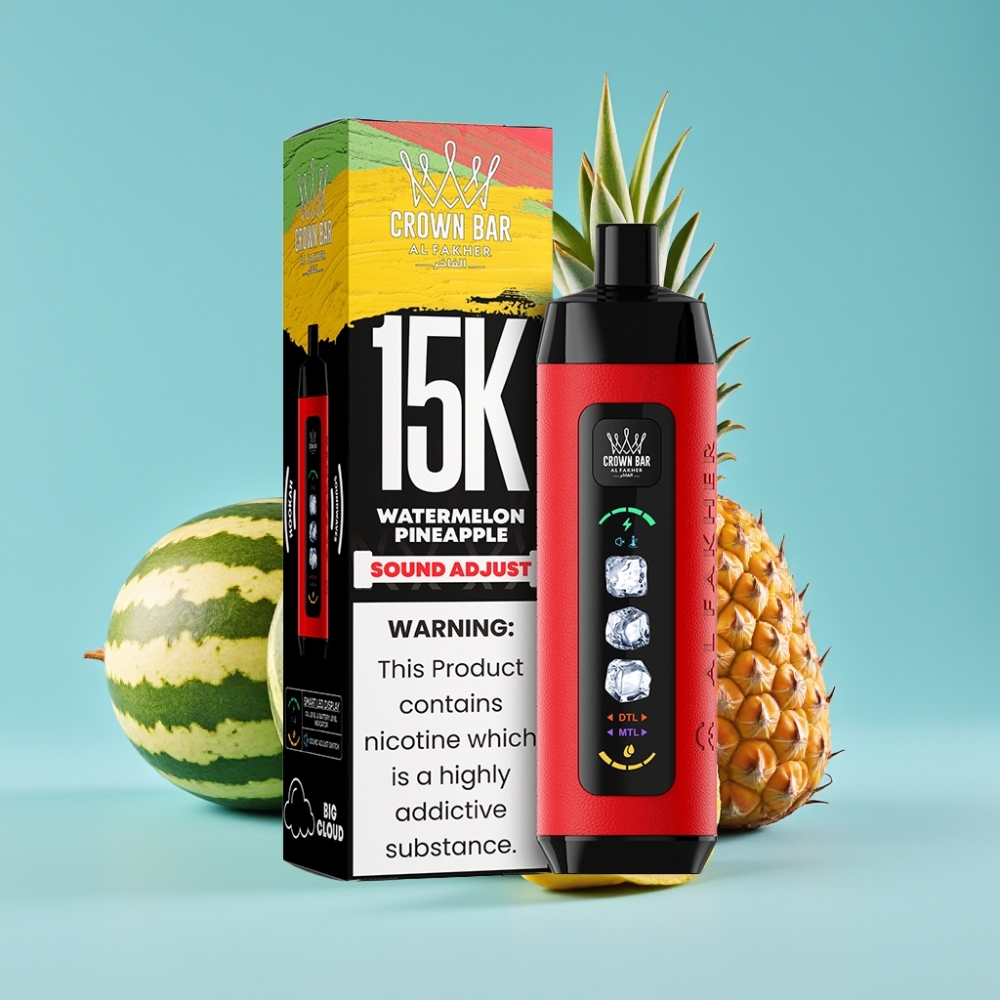 Al Fakher 15k Ice Adjust Clouds Disposable 15000 Puffs LED Display 22ml Watermelon Pineapple