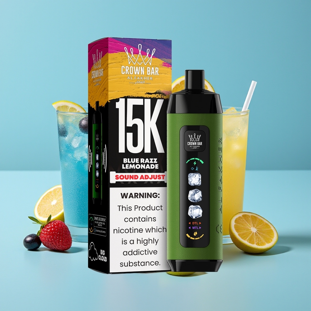 Al Fakher 15k Ice Adjust Clouds Disposable 15000 Puffs LED Display Blue Razz Lemonade