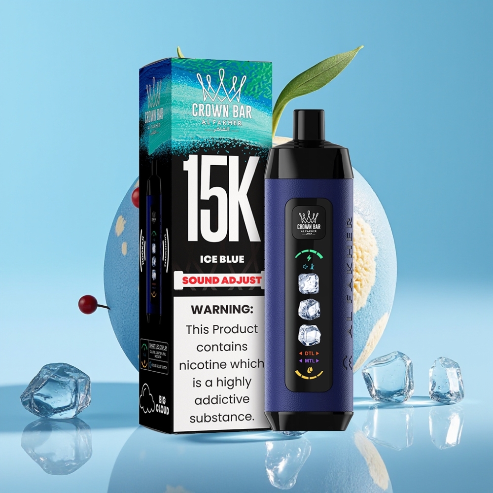 Al Fakher 15k Ice Adjust Clouds Disposable 15000 Puffs LED Display Mesh Coil Ice Blue