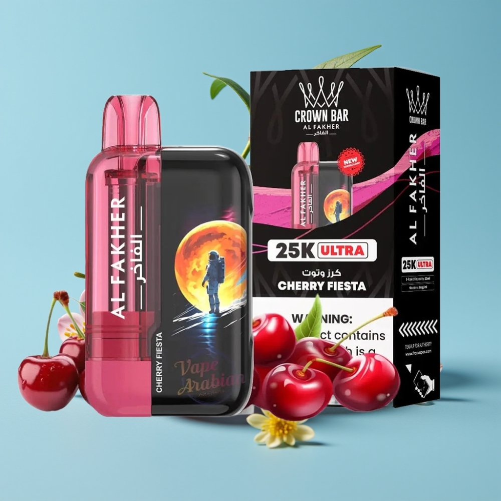Al Fakher Crown Bar Ultra 25K LED Mesh Cherry Fiesta Disposable Vape