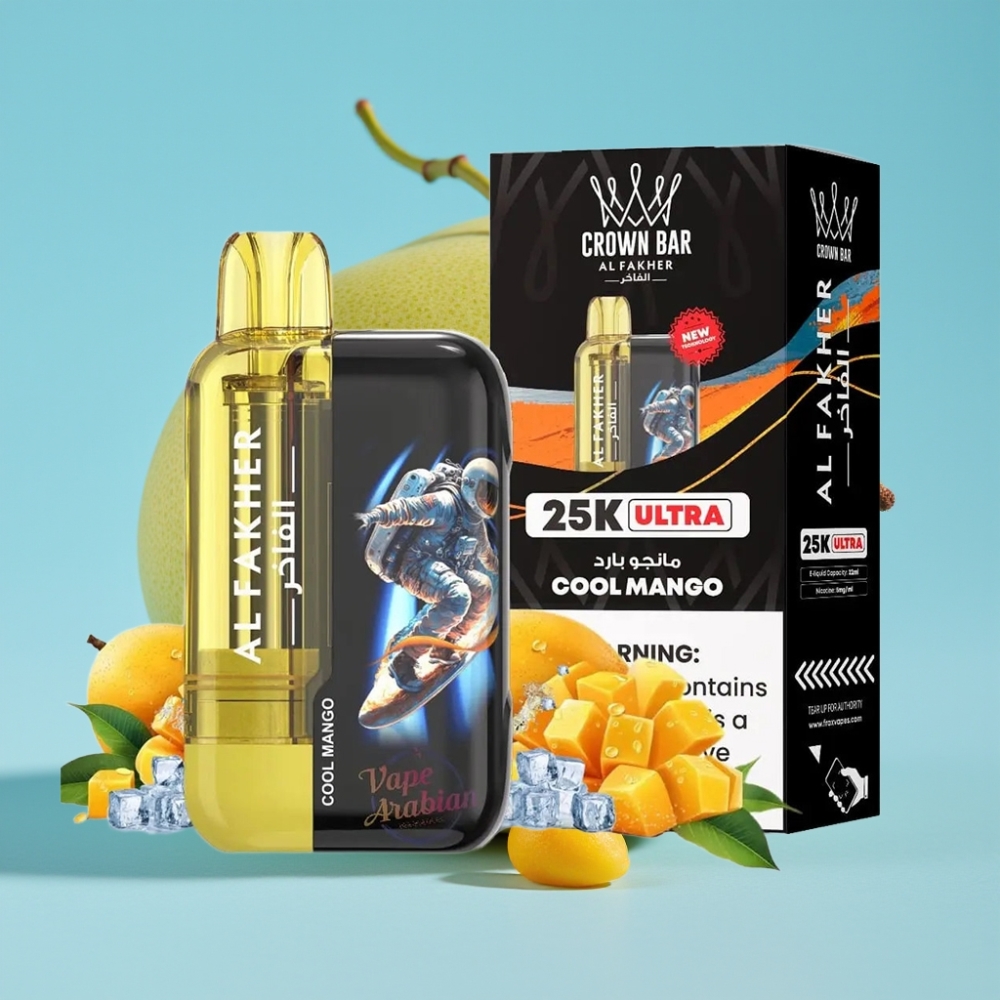 Al Fakher Crown Bar Ultra 25K LED Mesh Cool Mango Disposable Vape