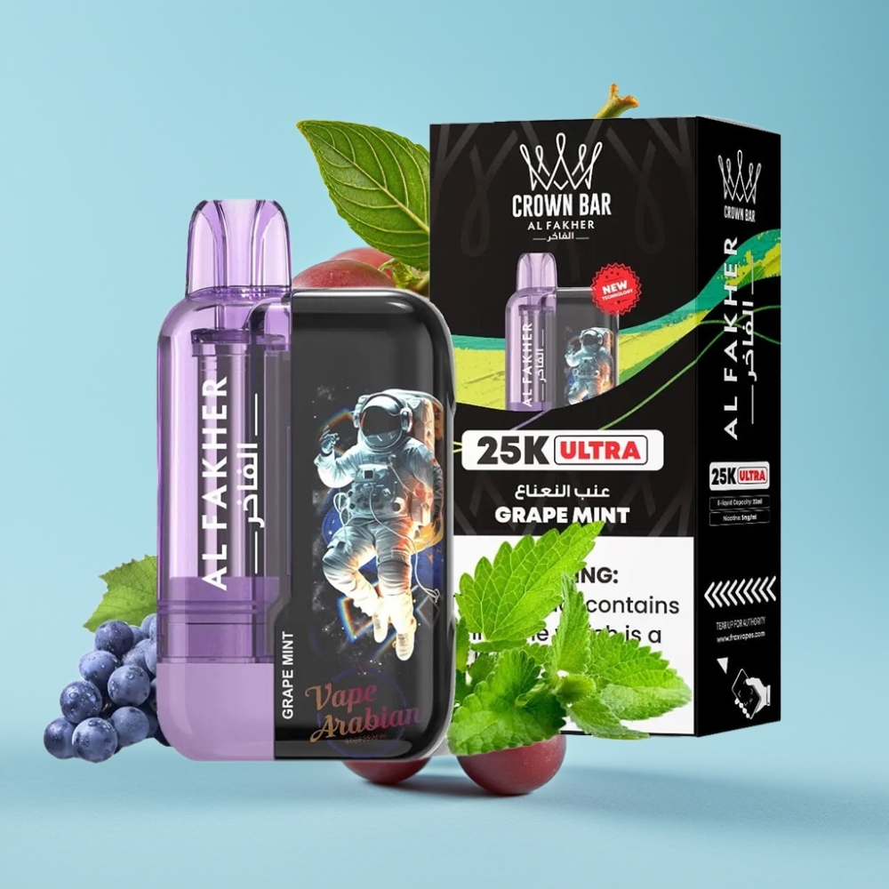 Al Fakher Crown Bar Ultra 25K LED Mesh Grape Mint Disposable Vape