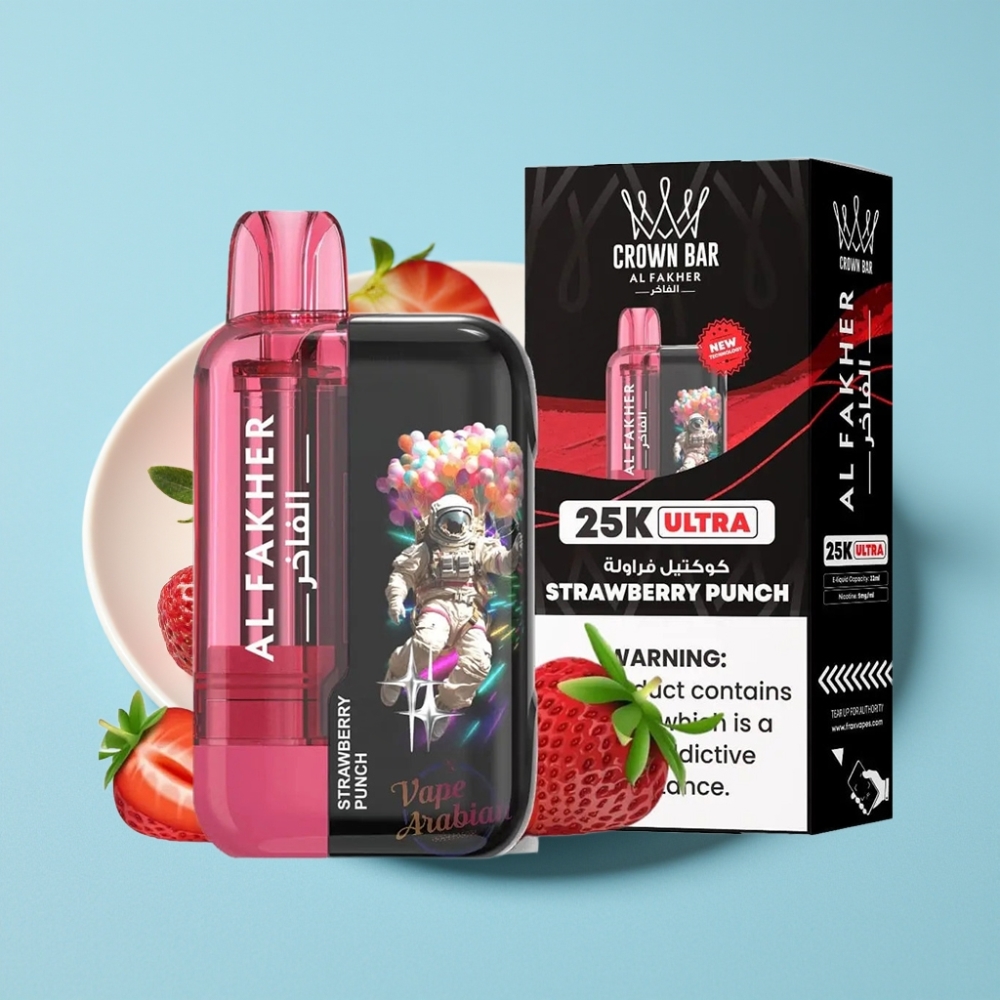 Al Fakher Crown Bar Ultra 25K LED Mesh Strawberry Punch Disposable Vape