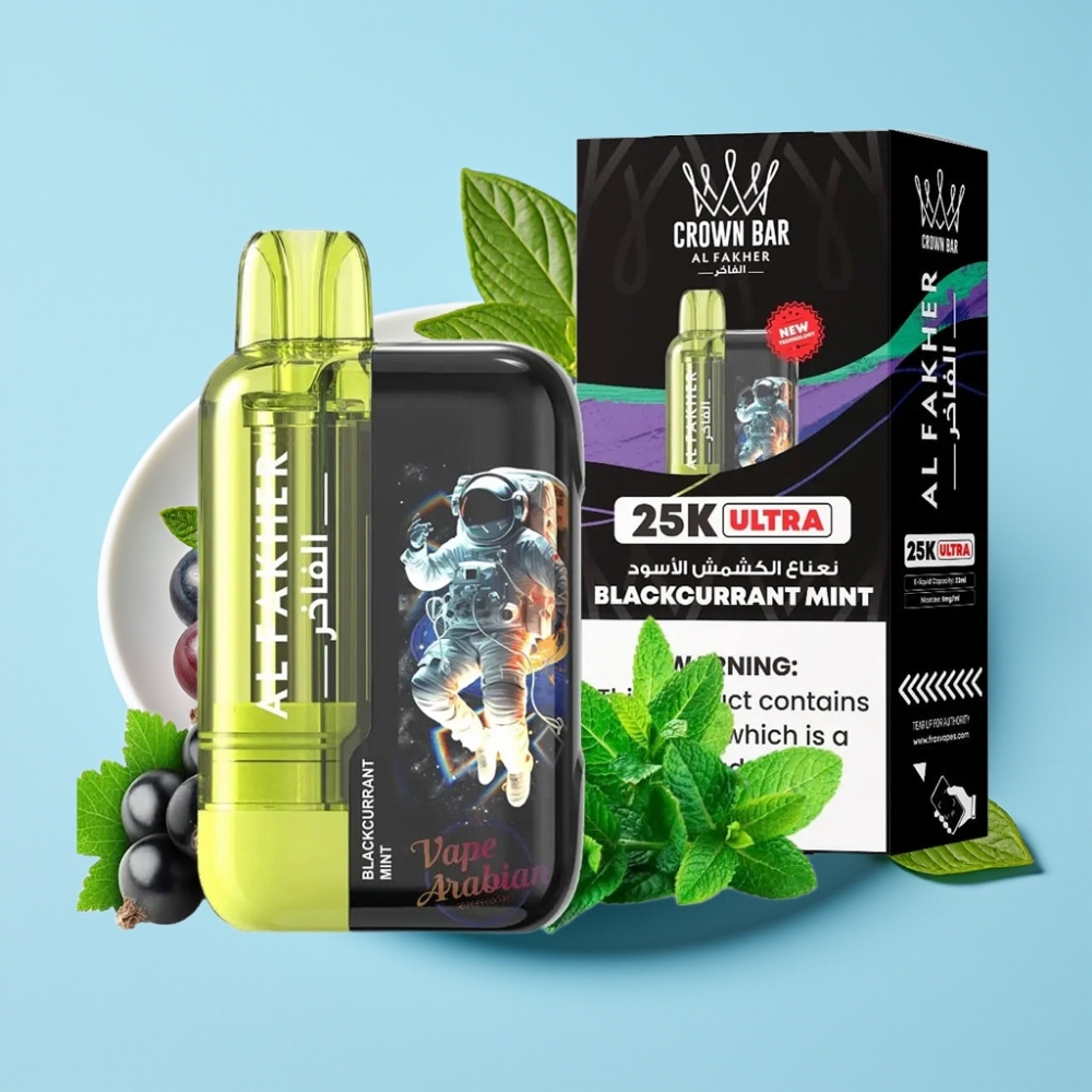 Al Fakher Crown Bar Ultra 25K Mesh 22ml Blackcurrant Mint Disposable Vape