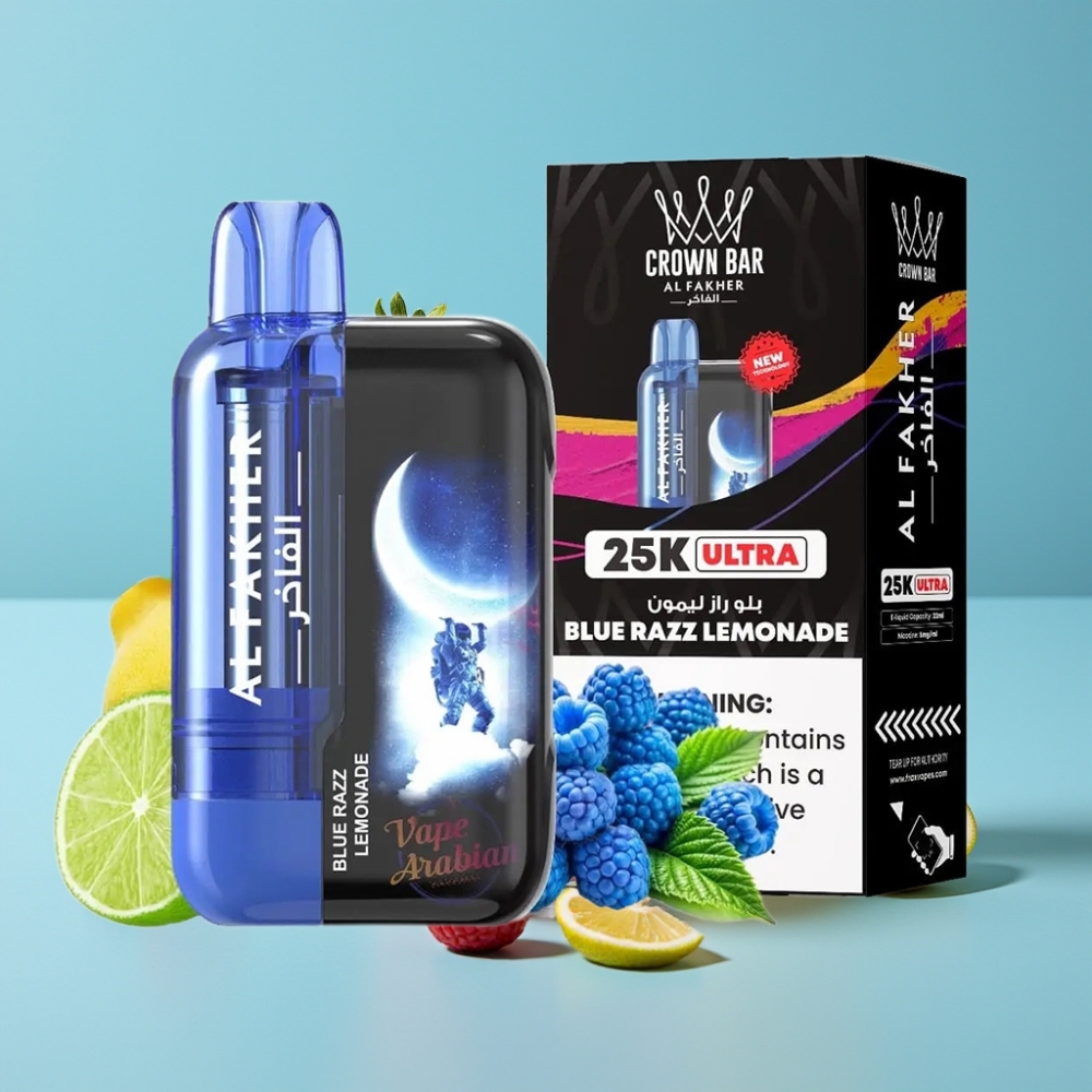 Al Fakher Crown Bar Ultra 25K Mesh Coil Type-C Blue Razz Lemonade Disposable Vape