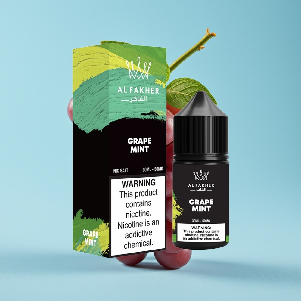 AL Fakher Nicotine Salt Puffs 50MG Grape Mint 30ml