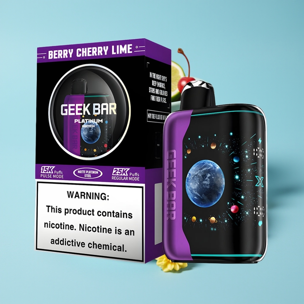 GEEK BAR Platinum 25000 Puffs Matte Steel Dual Mesh Berry Cherry Lime