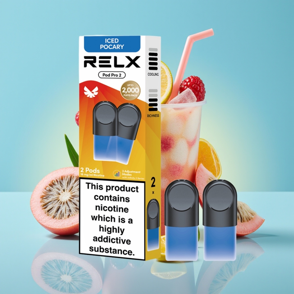 RELX Pod Pro 2 600 Puffs 1.8% Iced Pocary 1.9ml 3 Modes