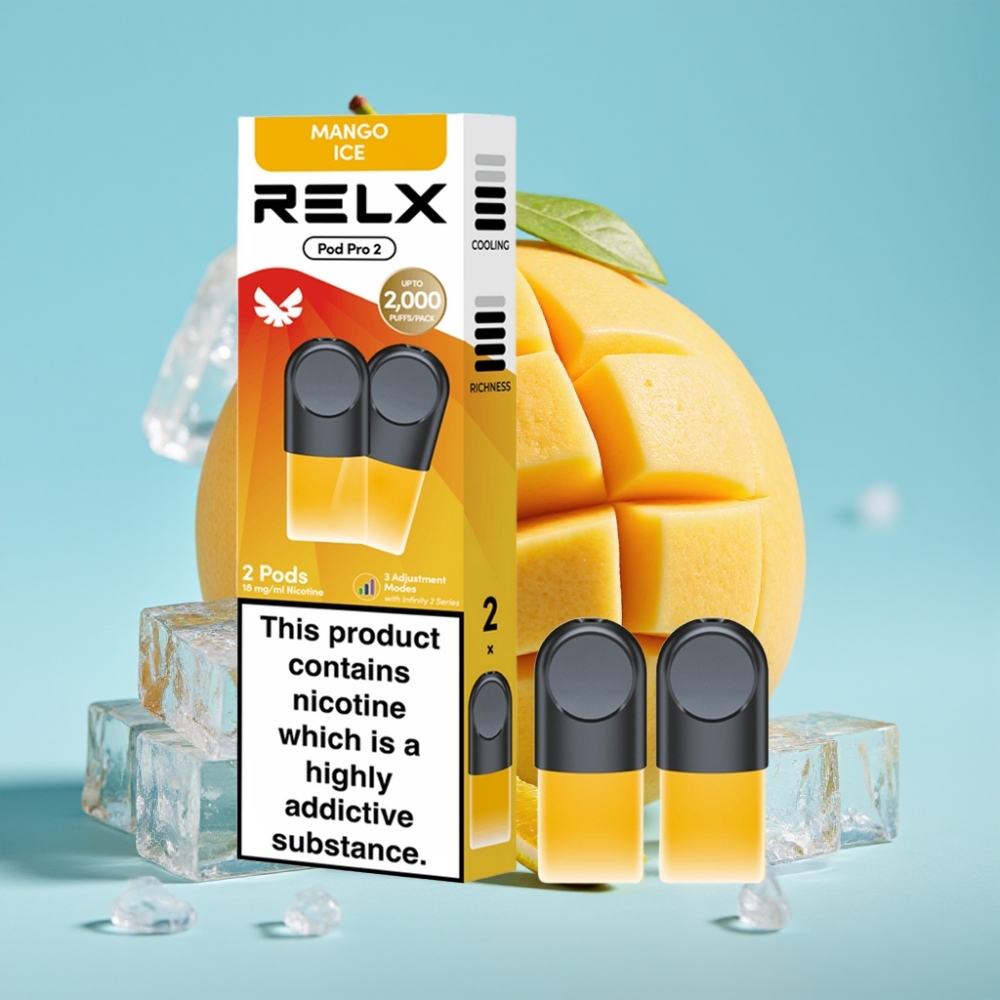 RELX Pod Pro 2 600 Puffs 1.9ml 3-Voltage Mango Ice