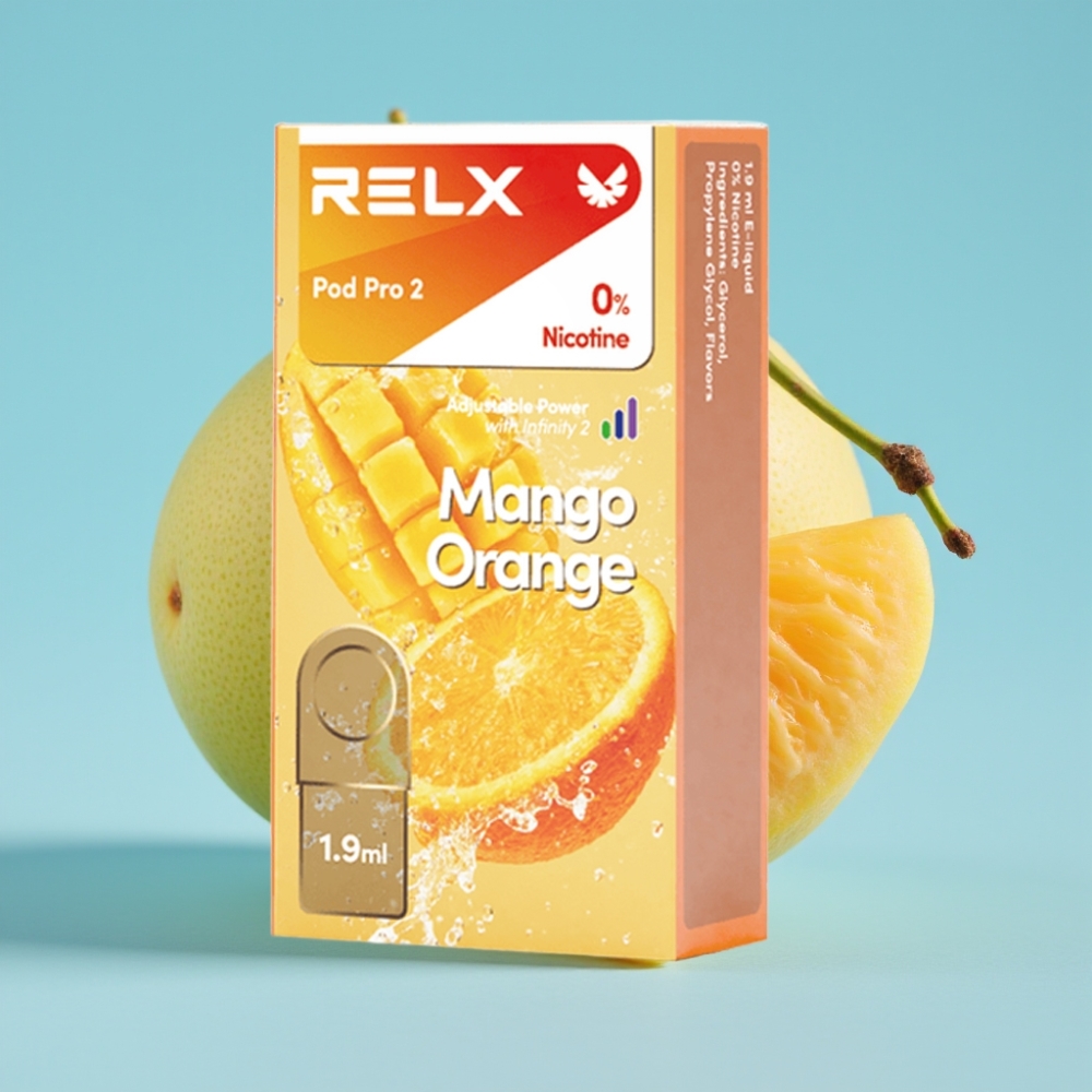 RELX Pod Pro 2 600 Puffs 1.9ml Mango Orange 0% Nicotine Eco/Smooth/Boost Mode