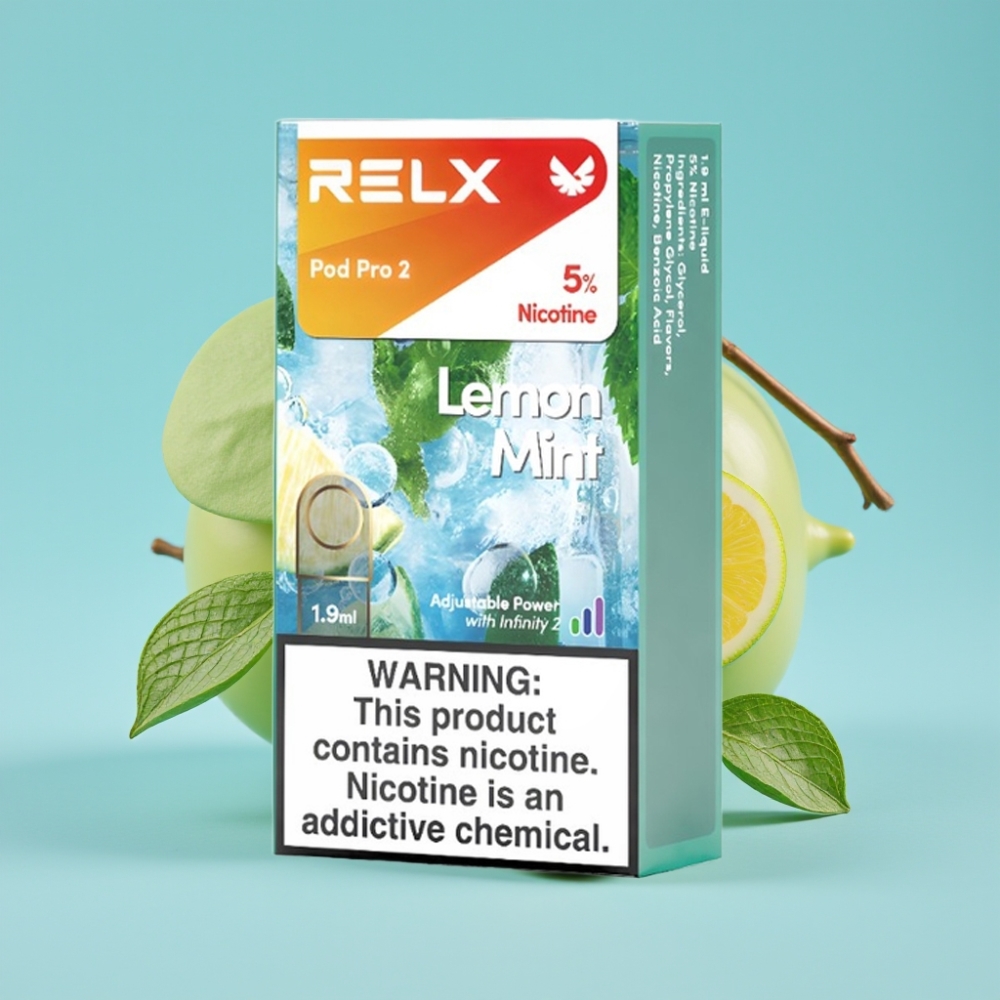 RELX Pod Pro 2 600 Puffs 5% Lemon Mint 1.9ml 3 Modes