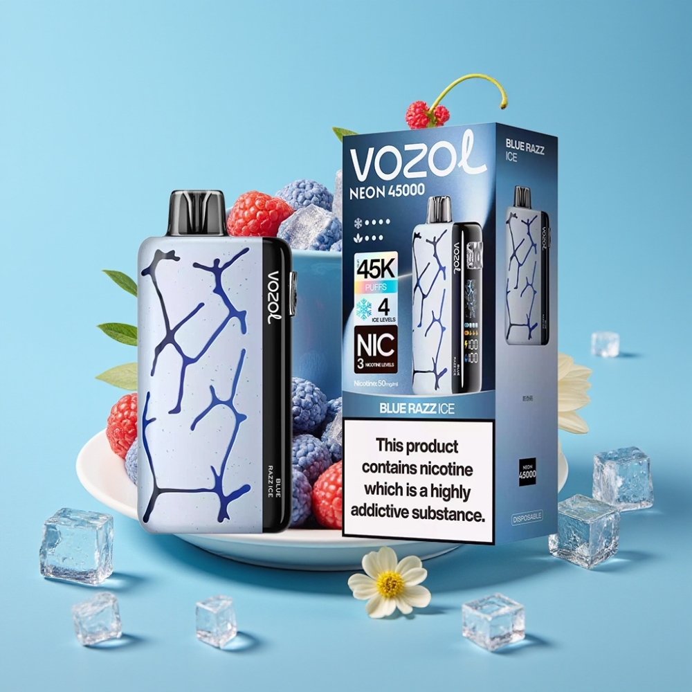 Vozol Neon 45K 45000 Puffs Adjustable Ice Airflow Blue Razz Ice