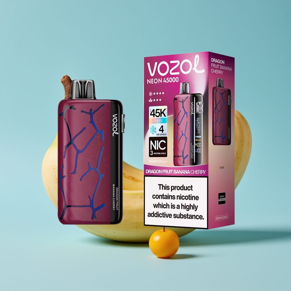 Vozol Neon 45K 45000 Puffs Adjustable Ice Airflow Dragon Fruit Banana Cherry