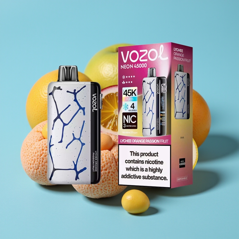 Vozol Neon 45K 45000 Puffs Adjustable Ice Airflow Lychee Orange Passion Fruit