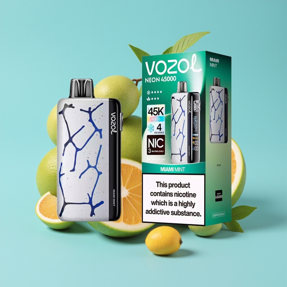 Vozol Neon 45K 45000 Puffs Adjustable Ice Airflow Miami Mint Disposable Vape