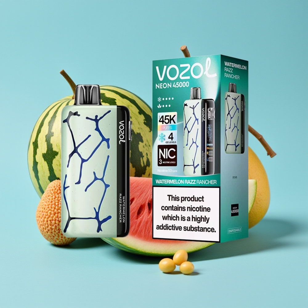Vozol Neon 45K 45000 Puffs Adjustable Ice Airflow Watermelon Razz Rancher